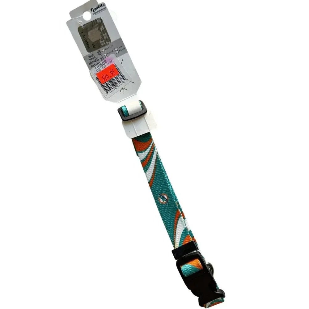 NFL Miami Dolphins Hunter Pet Gear Adjustable Dog Collar Medium NWT